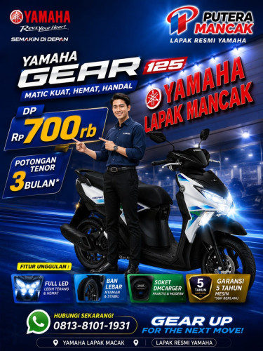 Promo Yamaha Gear 125 Cilegon & Mancak – DP Mulai Rp700 Ribu, Cicilan Ringan