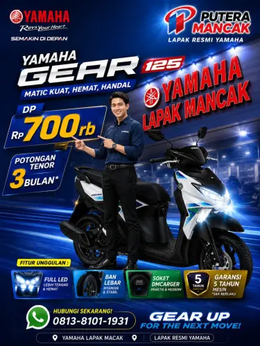 Promo Yamaha Gear 125 Cilegon & Mancak – DP Mulai Rp700 Ribu, Cicilan Ringan